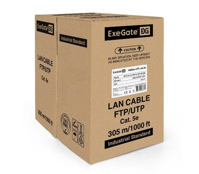 Кабель EXEGATE UTP4-C5e-CU-S25-IN-LSZH-GR-305 UTP 4 пары кат.5e медь, 25AWG, LSZH, бухта 305м, серый