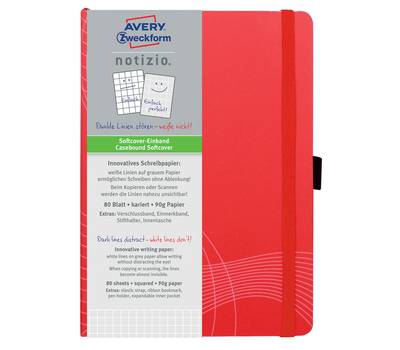 Блокнот письменный AVERY ZWECKFORM NOTIZIO 7039 A5 80стр. клетка мягкая обложка фиксирующая резинка 