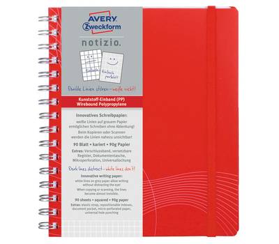 Блокнот письменный AVERY ZWECKFORM NOTIZIO 7031 A5 пластик 90стр. клетка фиксирующая резинка спираль