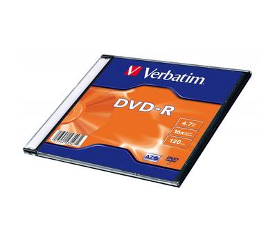 Диск DVD-R VERBATIM 4.7Gb 16x Slim case (20шт) (43547)