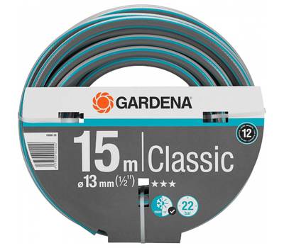 Шланг поливочный GARDENA Classic 1/2" 15м поливочный армированный серый/голубой (18000-20.000.00)