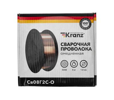 Проволока сварочная омедненная Kranz Св08Г2С-О (ER70S-6; SG2) 5 кг 1,0 мм D200