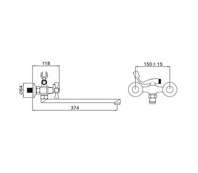 Смеситель для ванны Эверест B23-0647