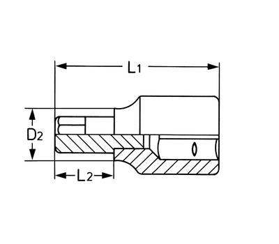 Головка торцевая HEYTEC 50850-34 с вставкой-битой RIBE - Polydrive, 1/2", M10 x 138 мм