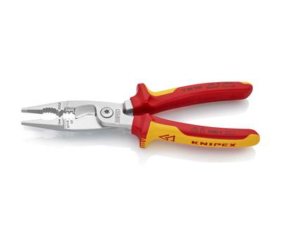 Клещи KNIPEX KN-1386200SB электромонтажные VDE, 6-в-1, 200 мм, хром,диэлектр.ручки,SB