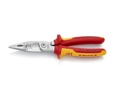 Клещи KNIPEX KN-1386200SB электромонтажные VDE, 6-в-1, 200 мм, хром,диэлектр.ручки,SB