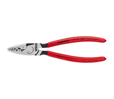 Пресс-клещи KNIPEX 9 гнёзд, контактные гильзы DIN 46228 1+4, 0.25-16 мм², 180 мм, обливные ручки