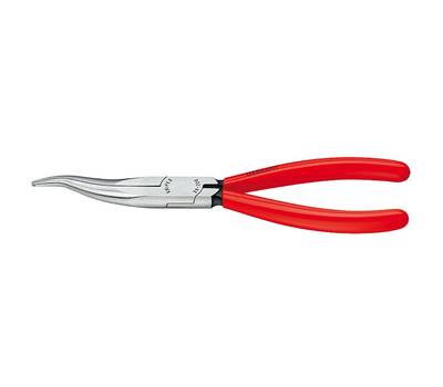 Плоскогубцы KNIPEX механика, плоскокруглые изогнутые губки, 200 мм, фосфатированные, обливные ручки