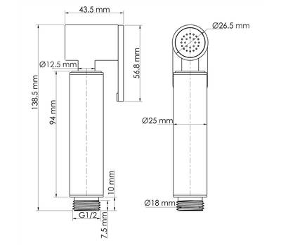 Лейка для биде WasserKRAFT A232 Гигиеническая лейка