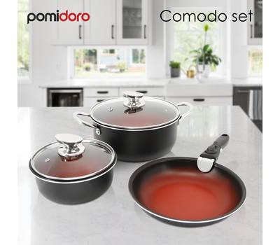 Набор посуды Pomi d'Oro P640558 Comodo set со съемной ручкой