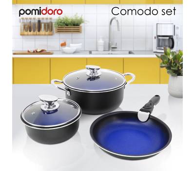 Набор посуды Pomi d'Oro P640559 Comodo set со съемной ручкой