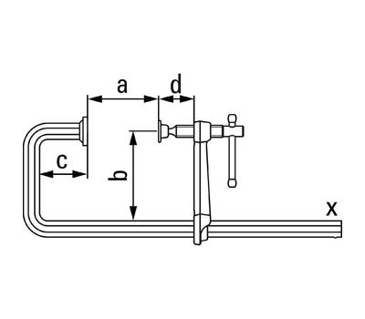 Струбцина BESSEY GU25-12-6ZK U-образная цельнометаллическая лёгкая 250/120, 4 кН, Т-ручка