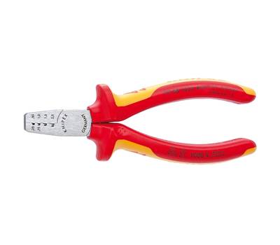 Пресс-клещи KNIPEX KN-9768145A VDE, 4 гнезда, контактные гильзы DIN 46228 1+4, 0.25-2.5 мм², 145 мм