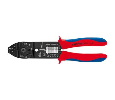 Пресс-клещи KNIPEX KN-9721215B 3 гнезда, штекеры 6.3 мм: 0.5-2.5 мм², 230 мм