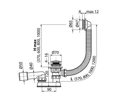 Сифон для ванны Alca Plast A505CRM-80