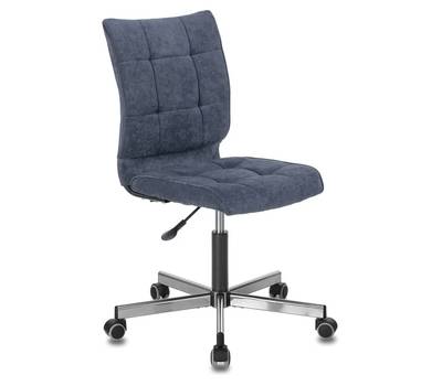 Офисное кресло BRABIX "Stream MG-314", без подлокотников, пятилучие серебристое, ткань, темно-синее,