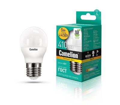 Лампа светодиодная CAMELION LED5-G45/830/E27