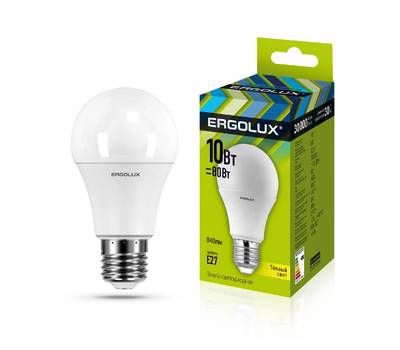 Лампа светодиодная ERGOLUX LED-A60-10W-E27-3K