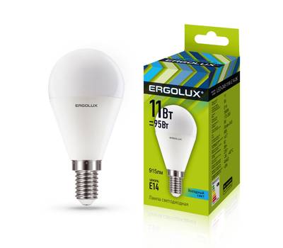 Лампа светодиодная ERGOLUX LED-G45-11W-E14-4K