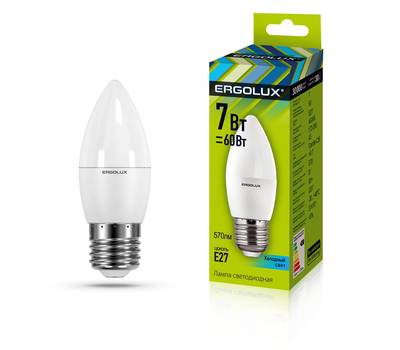 Лампа светодиодная ERGOLUX LED-C35-7W-E27-4K