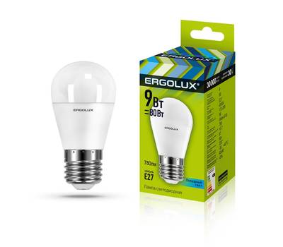 Лампа светодиодная ERGOLUX LED-G45-9W-E27-4K