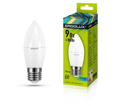 Лампа светодиодная ERGOLUX LED-C35-9W-E27-4K