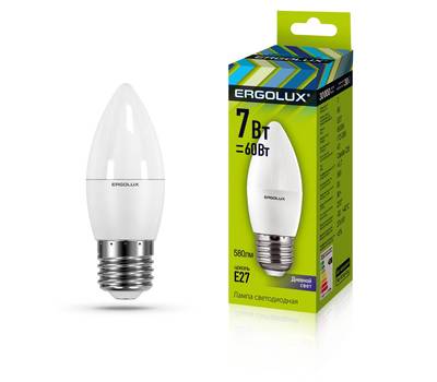Лампа светодиодная ERGOLUX LED-C35-7W-E27-6K