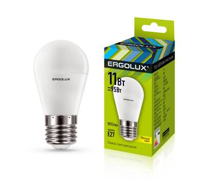 Лампа светодиодная ERGOLUX LED-G45-11W-E27-3K