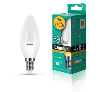 Лампа светодиодная CAMELION LED7-C35/830/E14