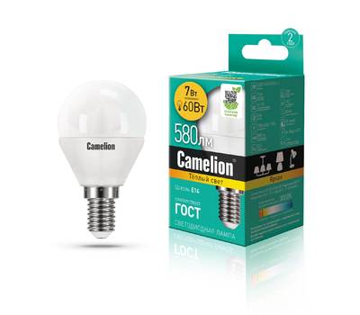 Лампа светодиодная CAMELION LED7-G45/830/E14