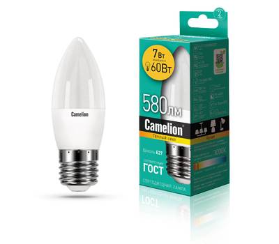 Лампа светодиодная CAMELION LED7-C35/830/E27