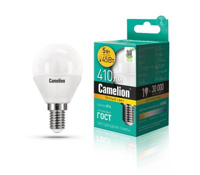 Лампа светодиодная CAMELION LED5-G45/830/E14