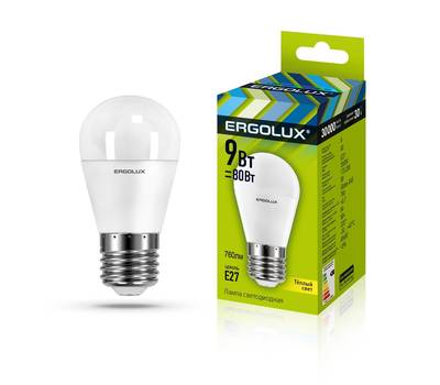 Лампа светодиодная ERGOLUX LED-G45-9W-E27-3K