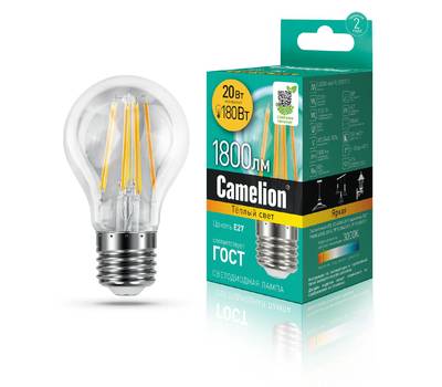 Лампа светодиодная CAMELION LED20-A60-FL/830/E27