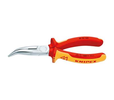 Длинногубцы KNIPEX KN-2526160 с режущими кромками VDE, губки 40°, 160 мм, фосфат., 2-комп ручки