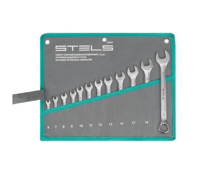 Набор ключей комбинированных STELS 6-22 мм, 12 шт., CrV, матовый хром