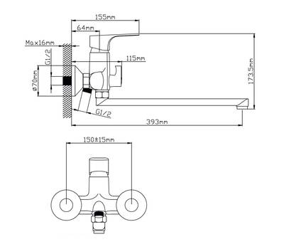 Смеситель для ванны Potato P22222-17