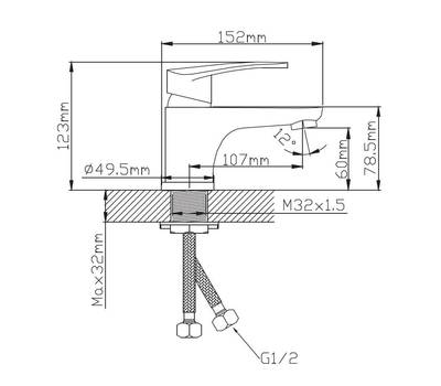 Смеситель для умывальника Diadonna D80-110109