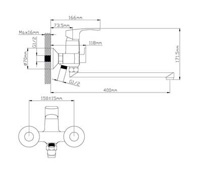 Смеситель для ванны Potato P22225