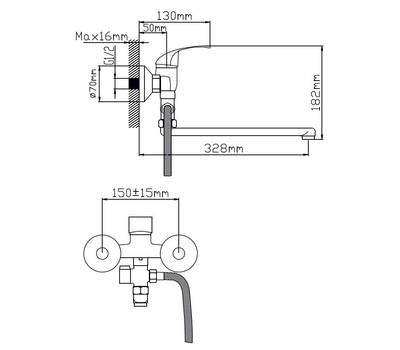 Смеситель для ванны Potato P2104