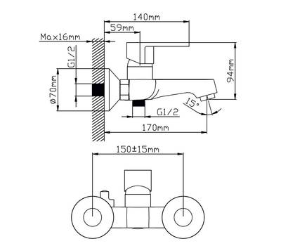 Смеситель для ванны Potato P30223-7