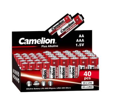 Батарейка CAMELION Plus Alkaline COMBO40 (20LR6 + 20LR03-CB, батарейка,1.5В) 40 шт