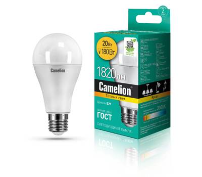 Лампа светодиодная CAMELION LED20-A65/830/E27