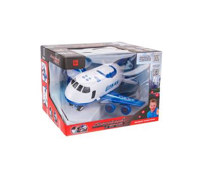 Самолет игрушечный BEBOY с функцией пара, 4 машинки. IT107557. Бело-синий.