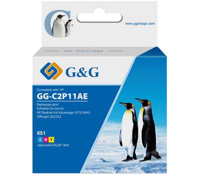 Картридж G&G GG-C2P11AE 651 многоцветный (18мл) для DeskJet 5575/5645