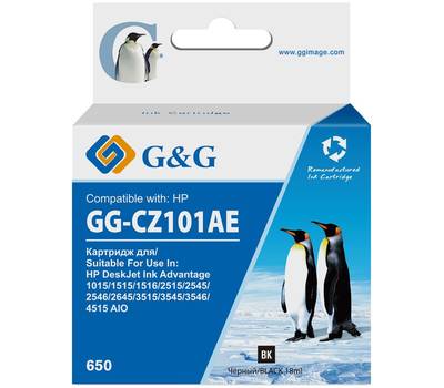 Картридж G&G GG-CZ101AE 650 черный (18мл) для DeskJet 1010/10151515/1516