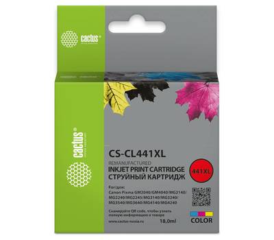 Картридж CACTUS CS-CL441XL CL-441XL многоцветный (18мл) для Pixma GM2040/4040/GM2140/2240