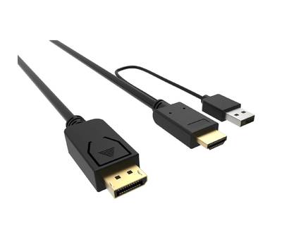 Кабель аудио-видео BURO HDMI (m)/DisplayPort (m) 3м. Позолоченные контакты черный (HDMI-DP-3M)