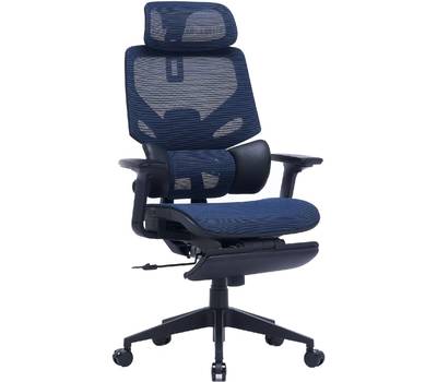 Офисное кресло CACTUS CS-CHR-MC01-BL синий сет./эко.кожа с подголов. крестов. пластик подст.для ног