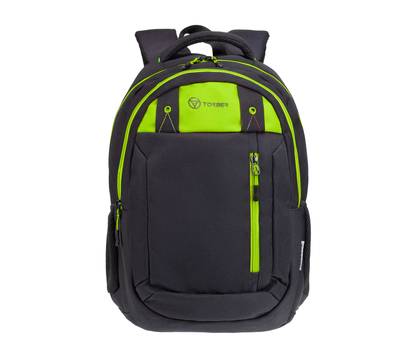 Рюкзак Torber школьный Class X, черный с зеленой вставкой, 45x32x16 см